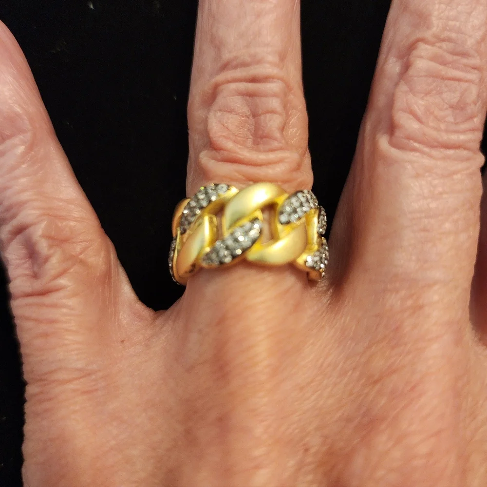 Elegant Freida Rothman 14K Gold Over Sterling Silver Women's Twist Ring Sz 6 New